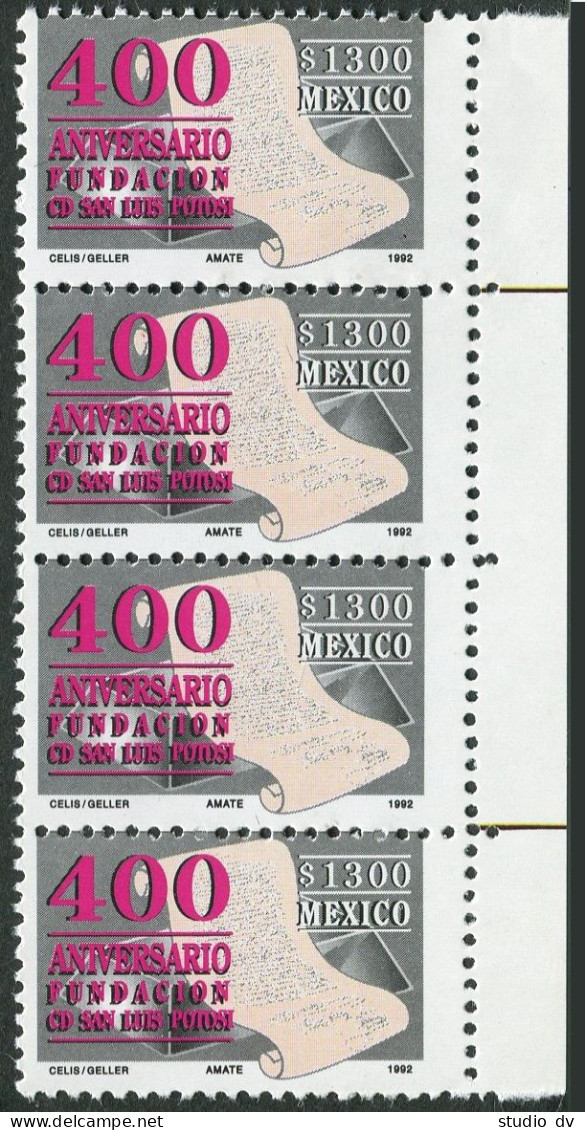 Mexico 1777 Strip/4, MNH. Michel 2322. San Luis Potosi, 400th Ann. 1992. - Mexico