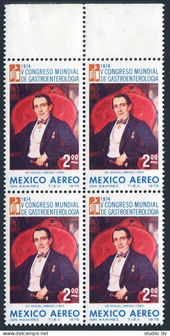 Mexico C459 Block/4,MNH. World Gastroenterology Congress,1975.Dr.Miguel Jimenes. - Messico