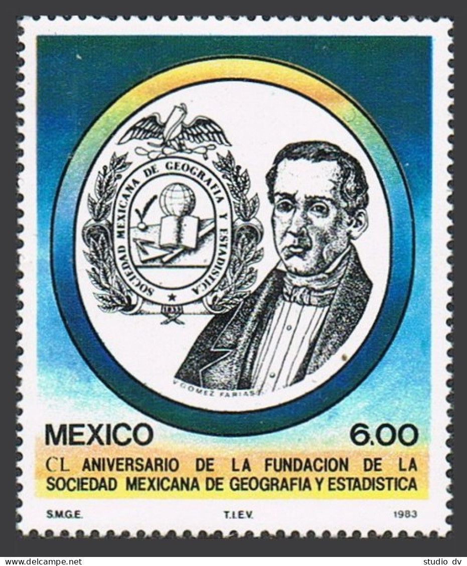 Mexico 1314 Block/4,MNH.Mi 1861. Society Of Geography,Statistics.Gomez Farias. - Mexico