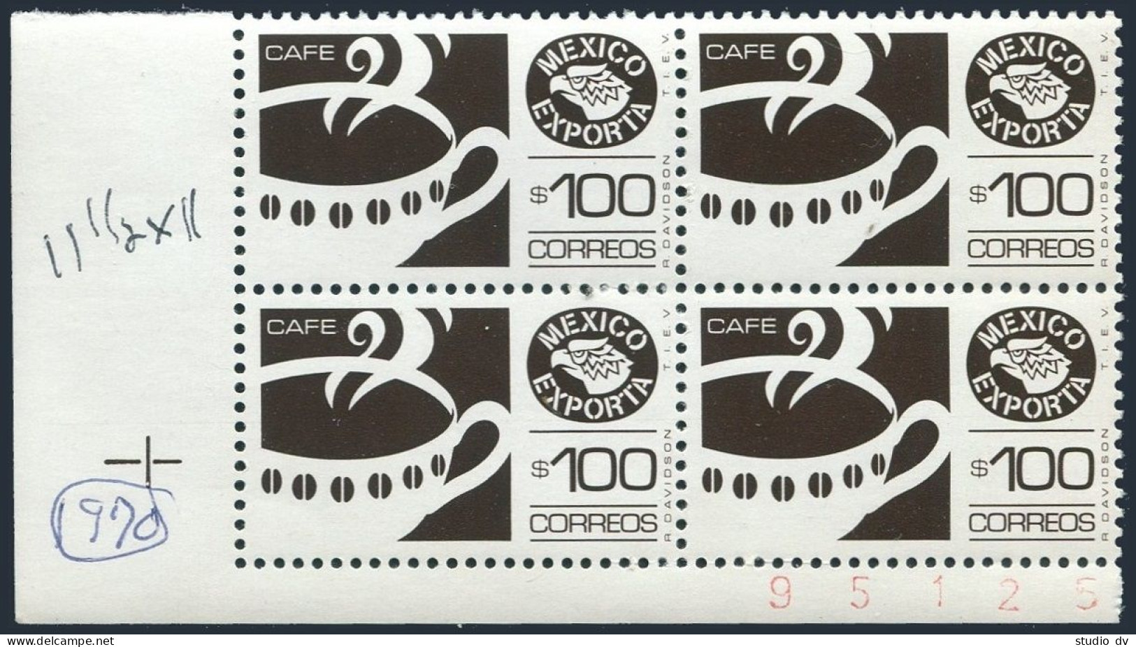 Mexico 1470Ab Block/4,MNH,Michel 2058D. Mexican Export 1987. Cup Of Coffee. - Mexique