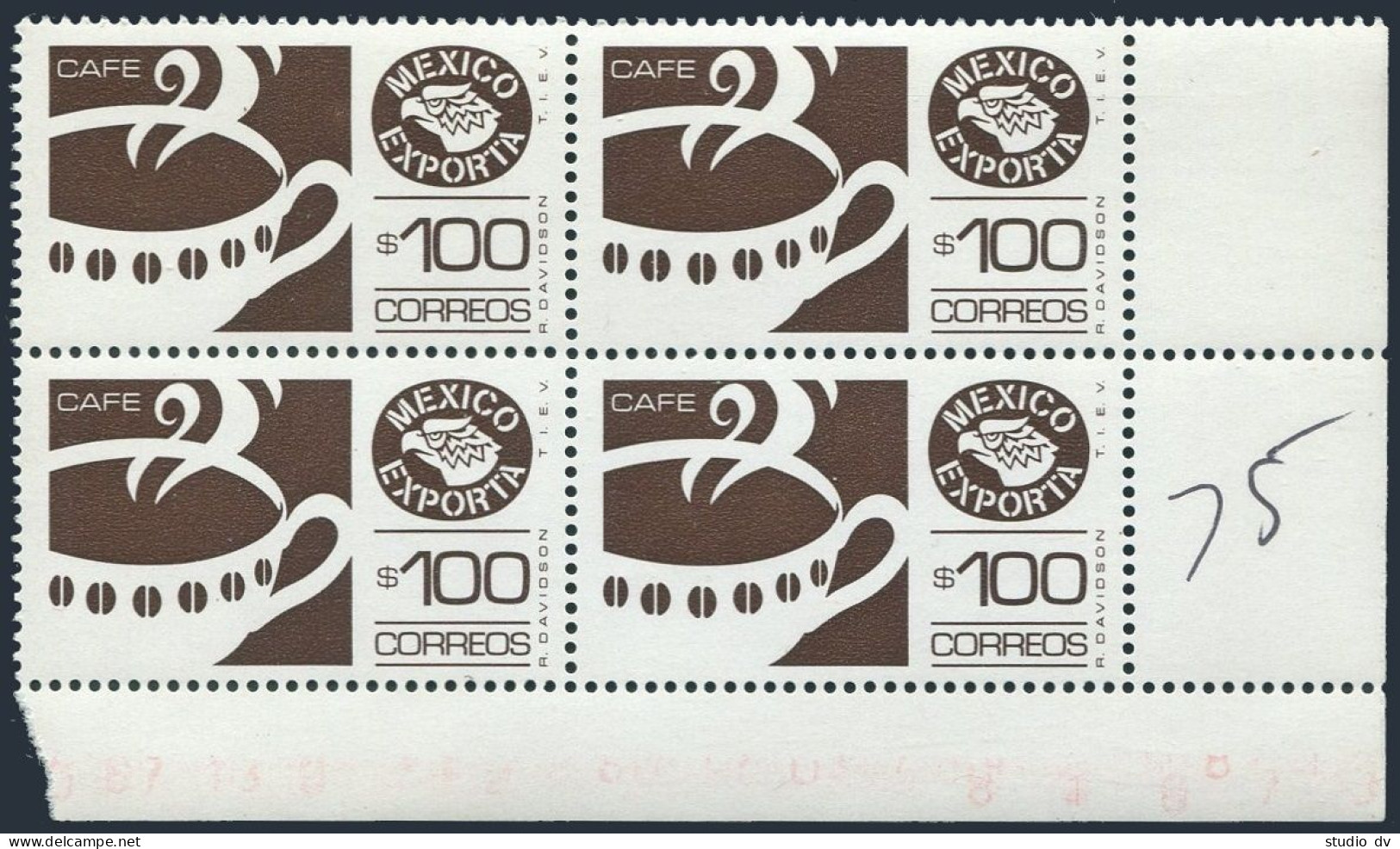 Mexico 1470A Block/4,MNH,Michel 2058A. Mexican Export 1988. Cup Of Coffee. - Mexique