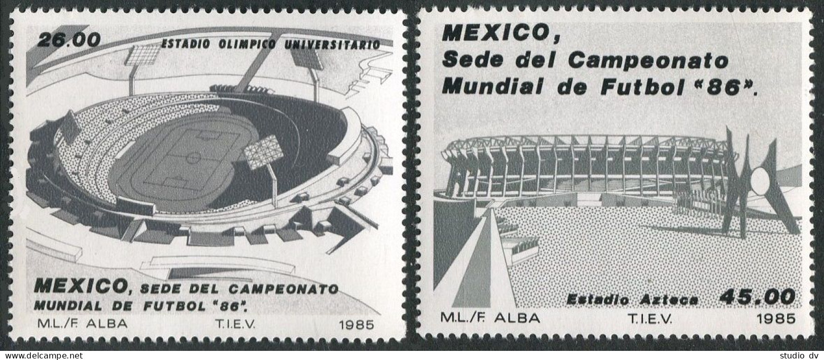 Mexico 1424-1425, MNH. Michel 1971-1972. World Soccer CupmMexico-1986. Stadiums. - Mexico