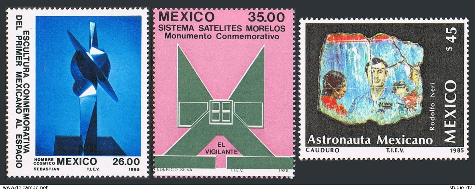 Mexico 1420-1422,1423,MNH.Mi 1966-1968,Bl.32. Art 1985.Sebastian,Federico Silva, - Mexique