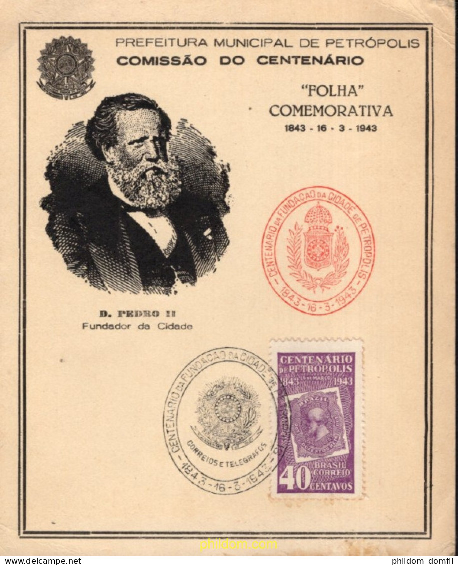 730915 MNH BRASIL 1943 CENTENARIO DE LA CIUDAD DE PETROPOLIS - Nuovi