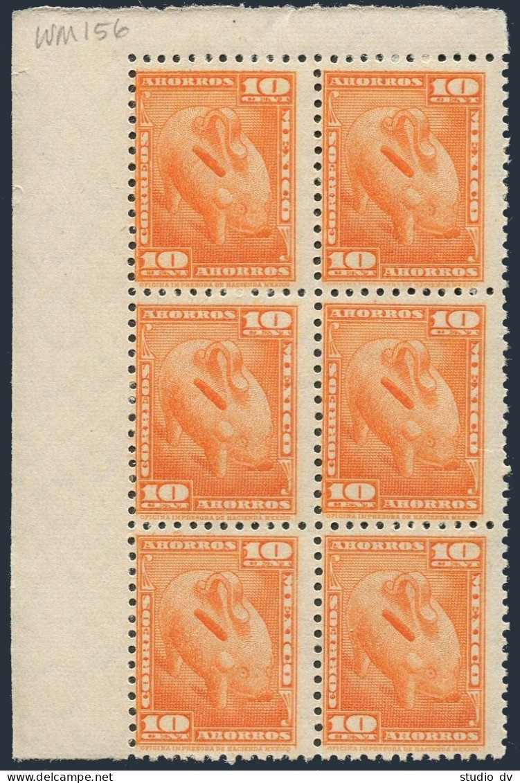 Mexico Postal Savings Stamps P2 Michel Block/6,MNH. Pig Saving Box,1934. - Mexique