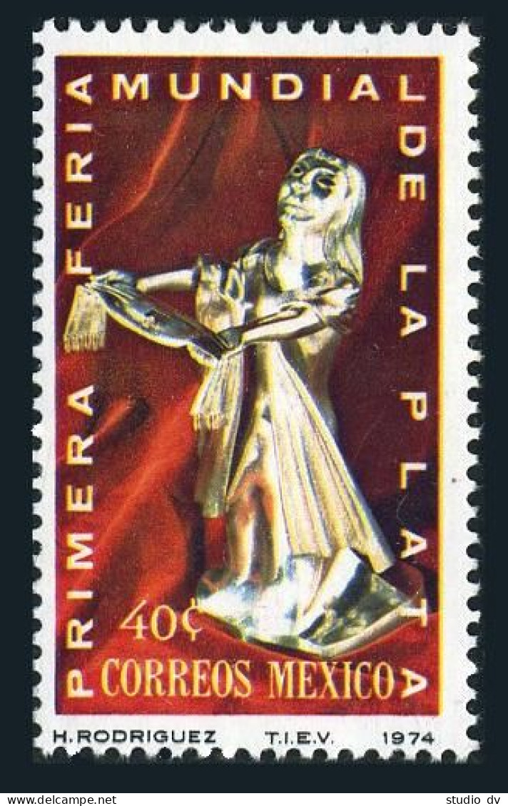 Mexico 1060 Block/4, MNH. Michel 1416. 1st World Silver Fair, 1974. Statuette. - Mexico