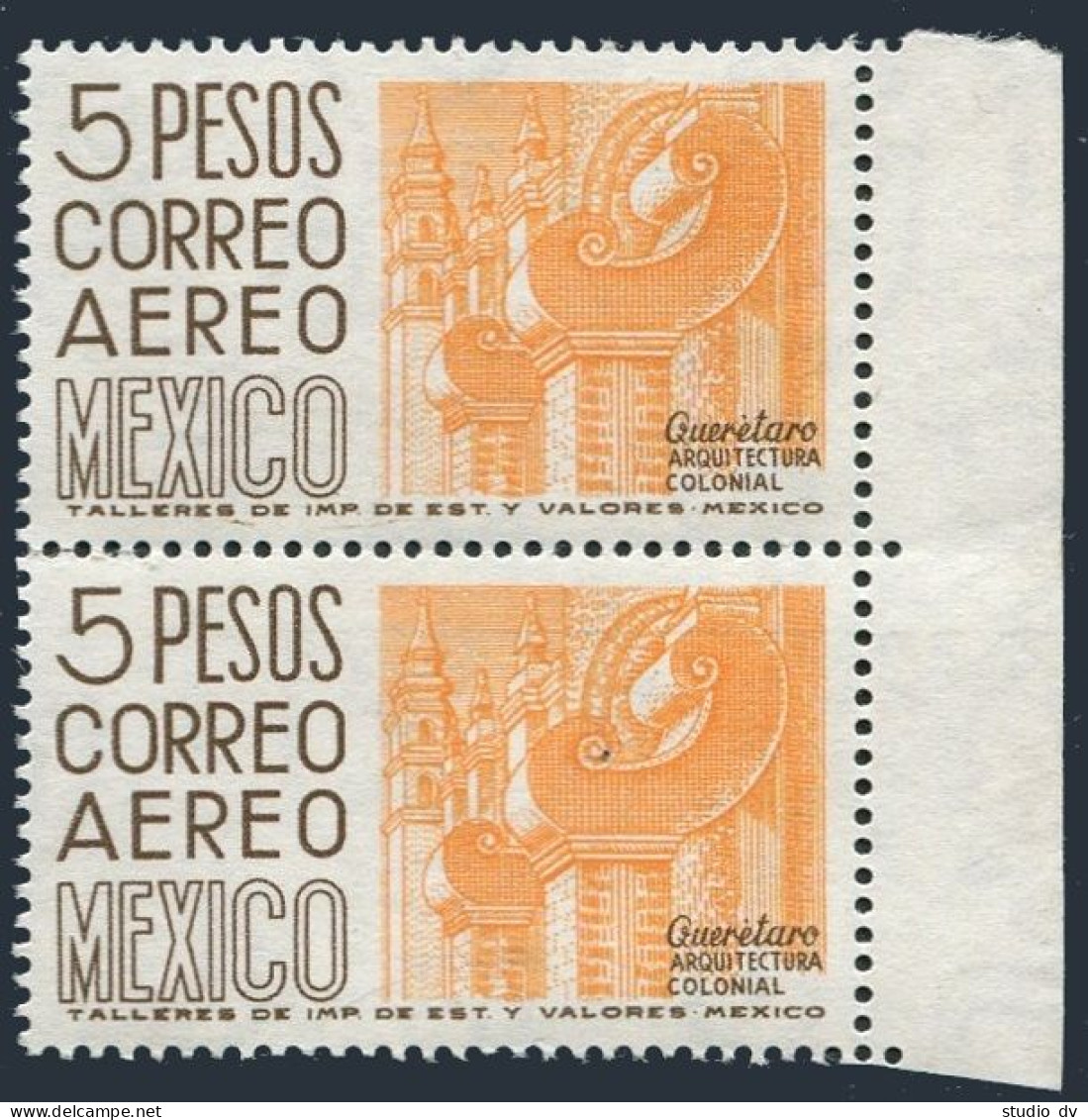 Mexico C267 Pair.Michel 1031C. Air Post 1963.Queretaro,architecture. - Mexico