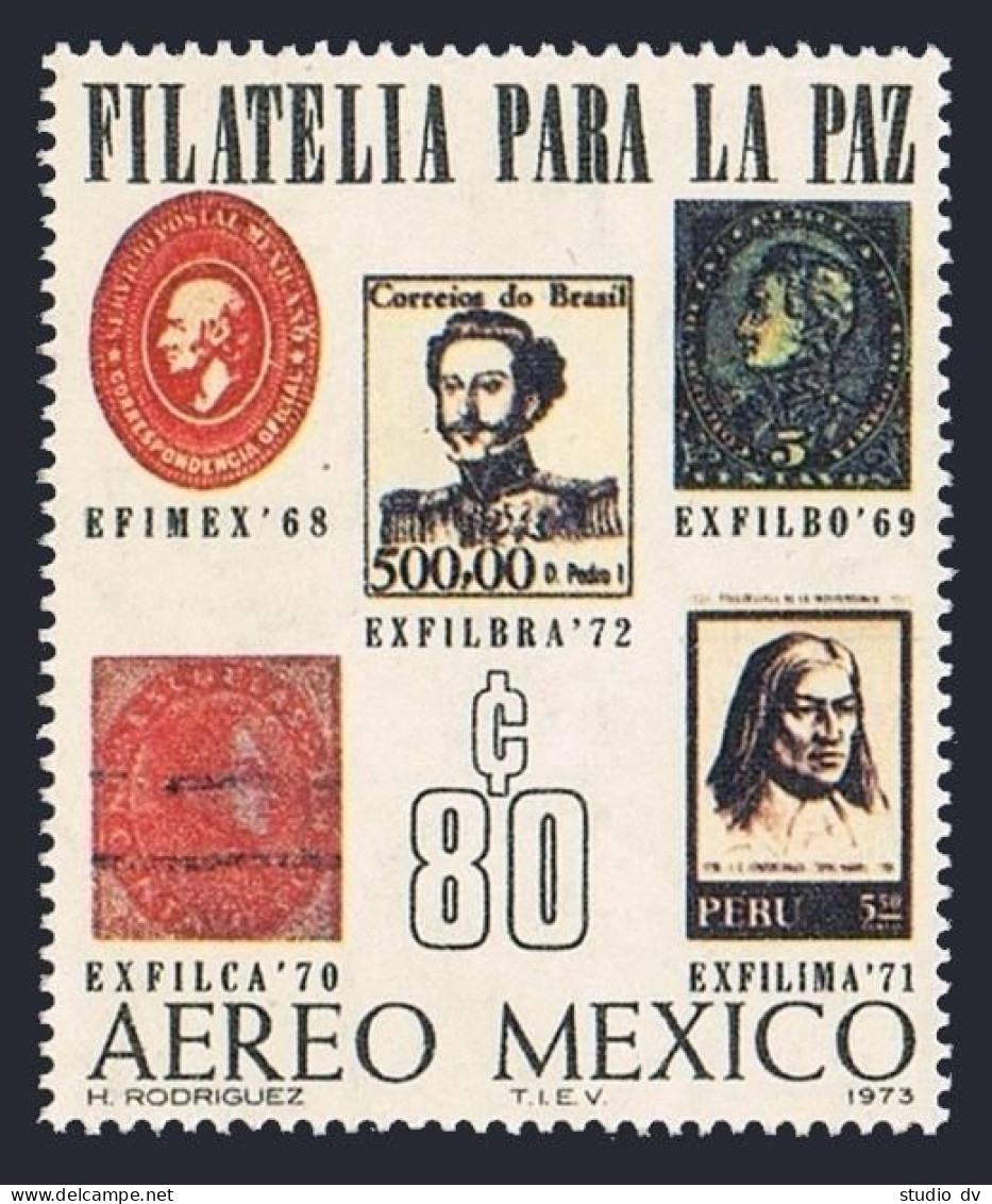 Mexico C414 Block/4,MNH.Michel 1391. EXFILBRA-1972.Stamp On Stamp. - Mexico