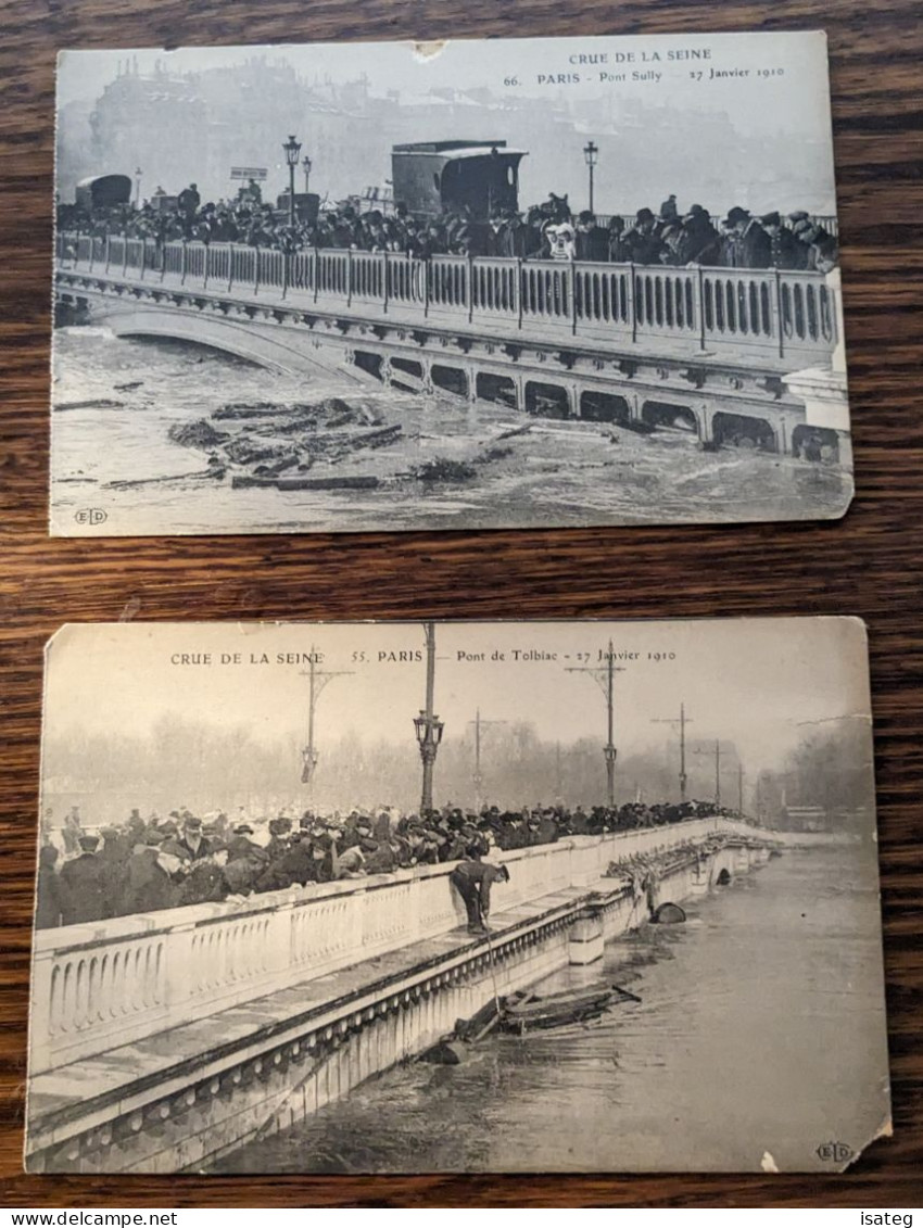 Lot De 2 Cartes Postales Anciennes : Crue De La Seine 1910 - Non Classés