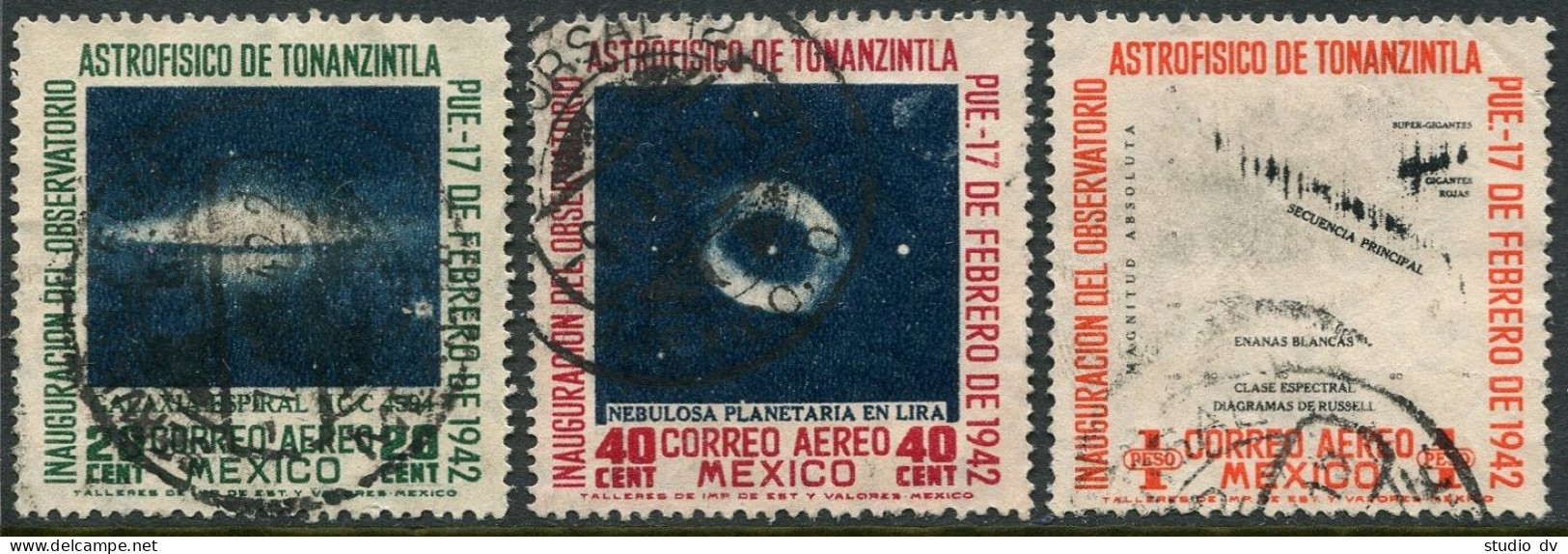 Mexico C123-C126, Used. Michel 813-815. Air Post 1942. Astrophysics. - Mexique