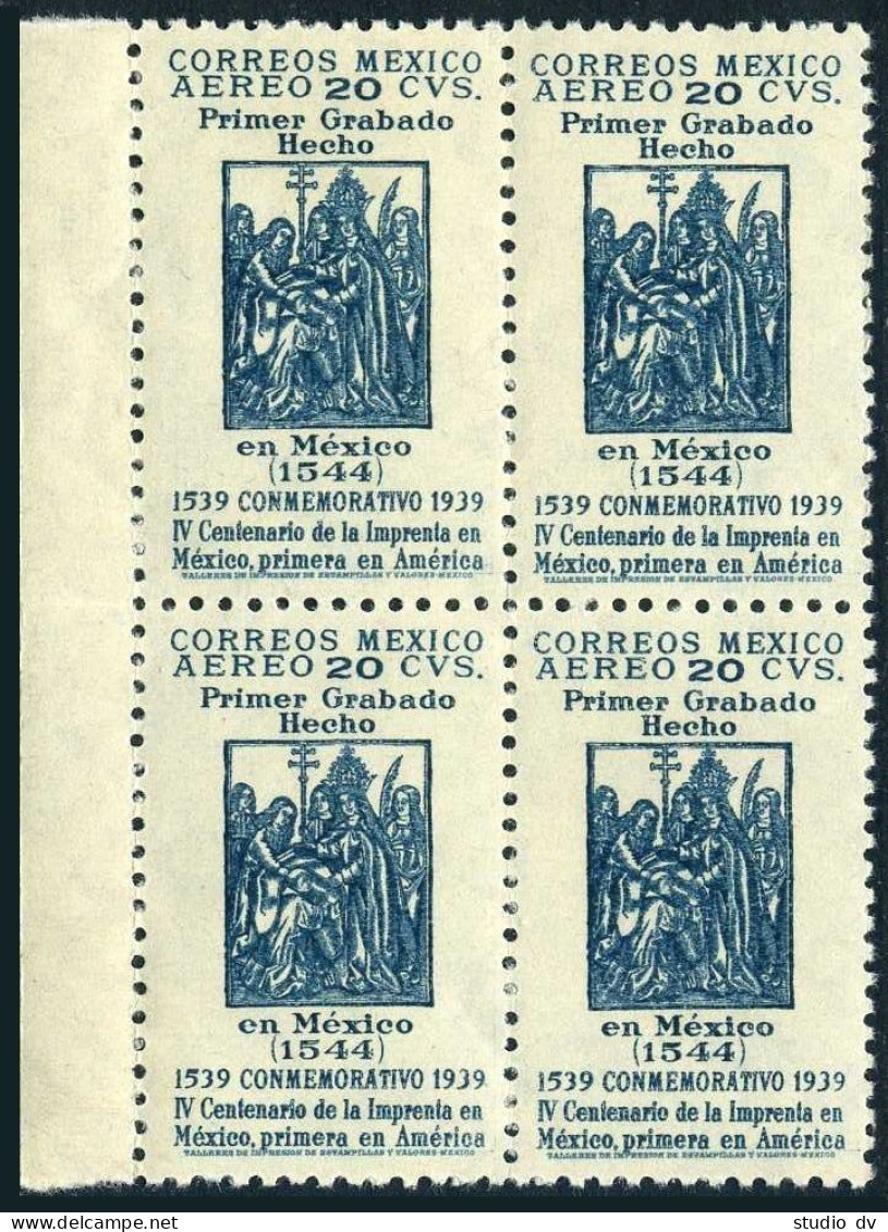 Mexico C97 Block/4, MNH. Air Post 1939.Printing In Mexico,400th Ann.1939. - México