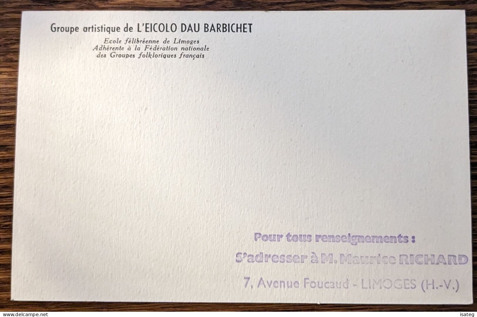 Carte Postale Groupe Artistique De L'eicolo Dau Barbichet - Limoges - Unclassified