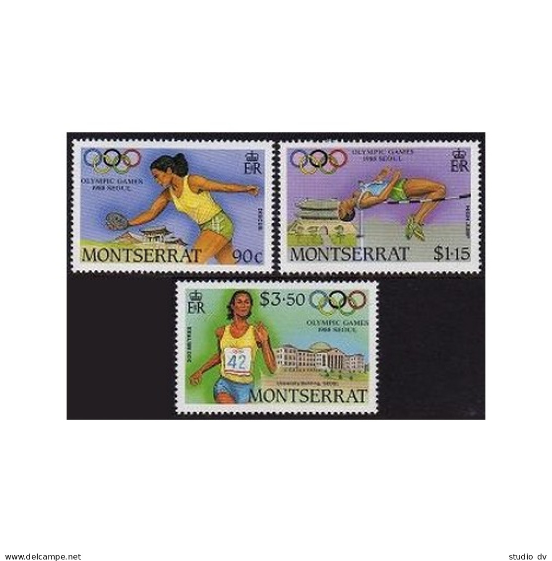 Montserrat 677-679, MNH. Mixhel 706-708. Olympics Seoul-1988: Discus, Rowing, - Montserrat