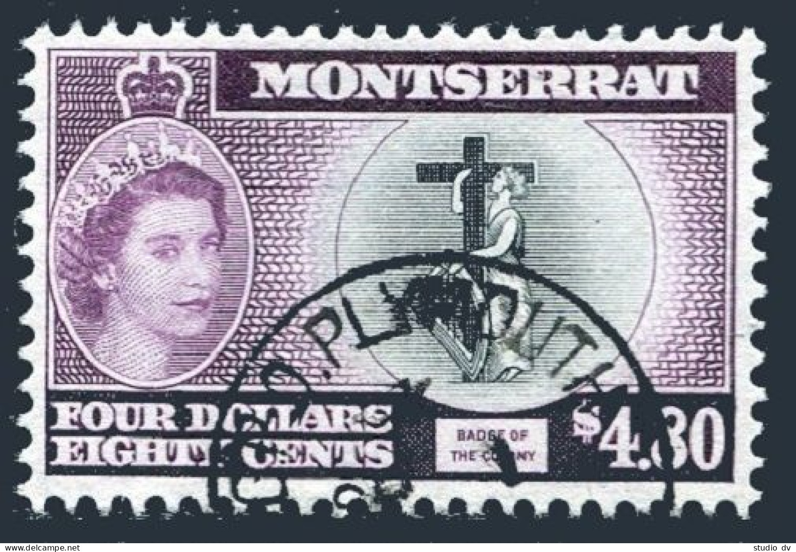 Montserrat 149, Used. Michel 150. Queen Elizabeth II, 1958. Badge Of The Colony. - Montserrat
