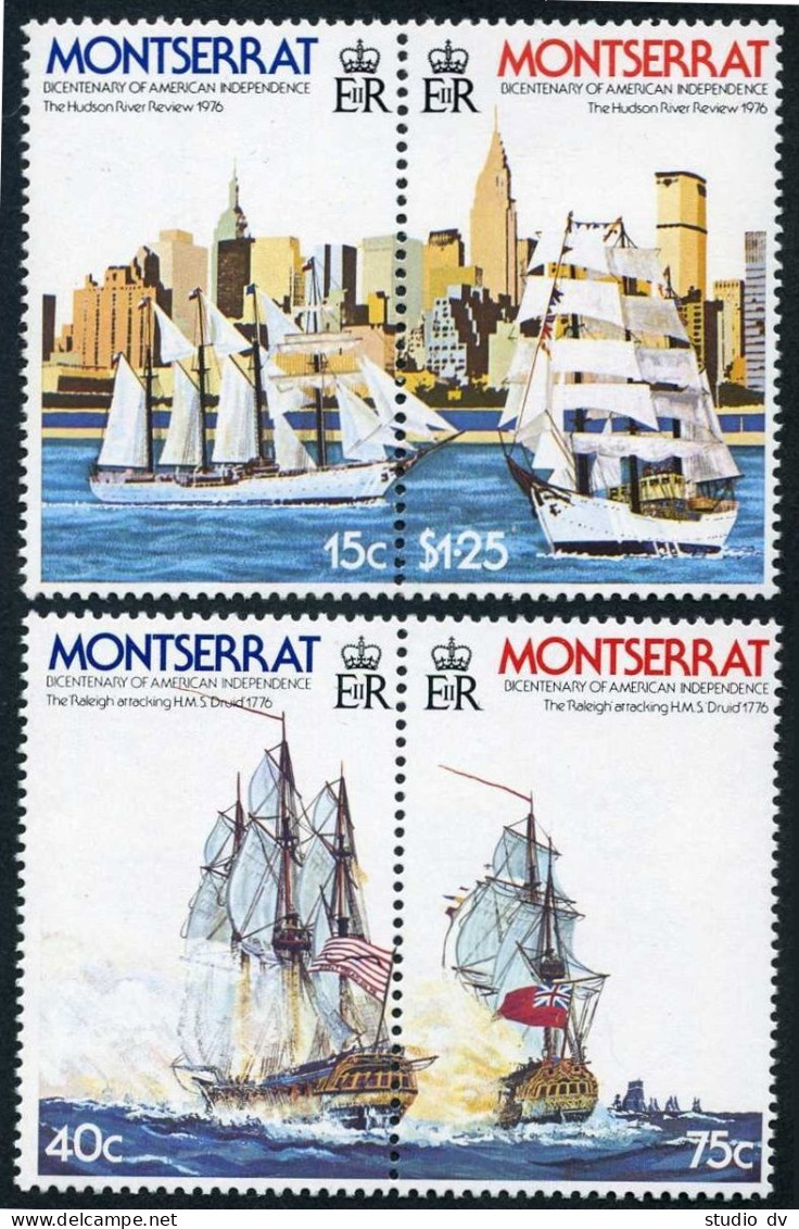 Montserrat 359-362 Pairs, Hinged. Mi 359-3621. US-200,1976.Raleigh/Druid;Hudson. - Montserrat