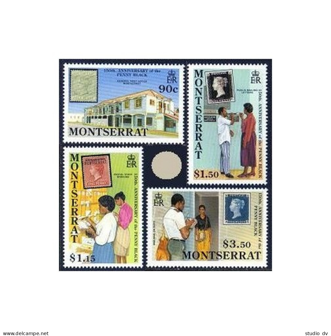 Montserrat 741-744, MNH. Michel 776-779. Penny Black, 150th Ann. 1990. - Montserrat