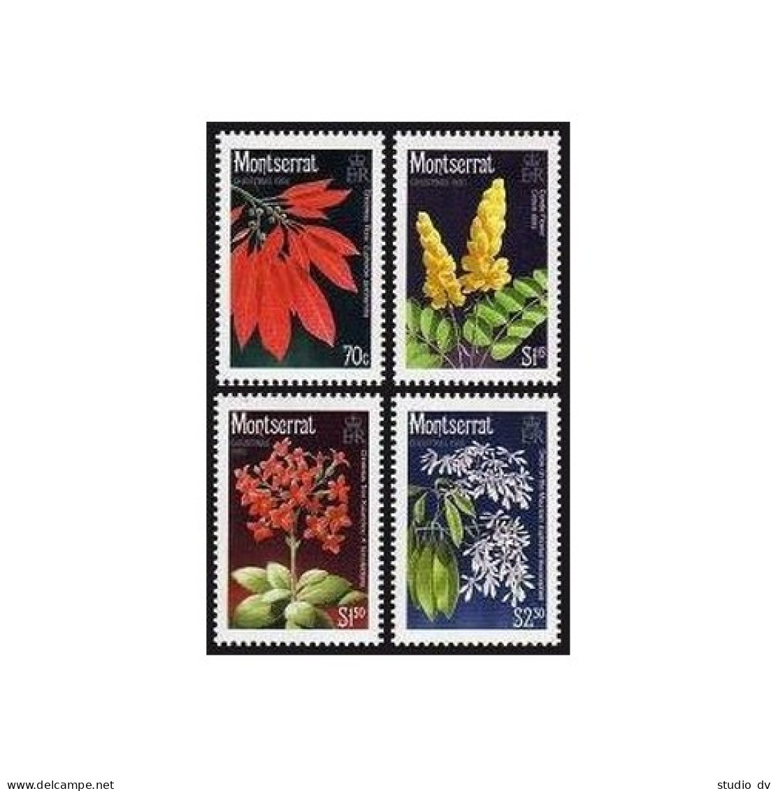 Montserrat 632-635, MNH. Michel 662-665. Christmas 1986. Flowers, Snow. - Montserrat