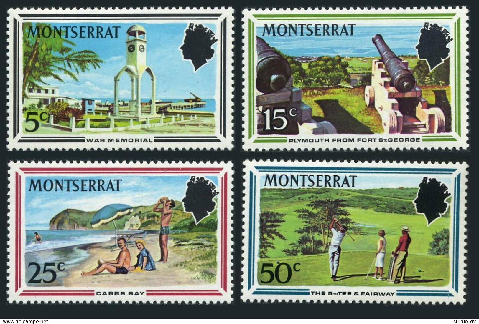 Montserrat 248-251,251a,MNH. Tourism 1970.War Memorial;Fort St George,Golf Club, - Montserrat