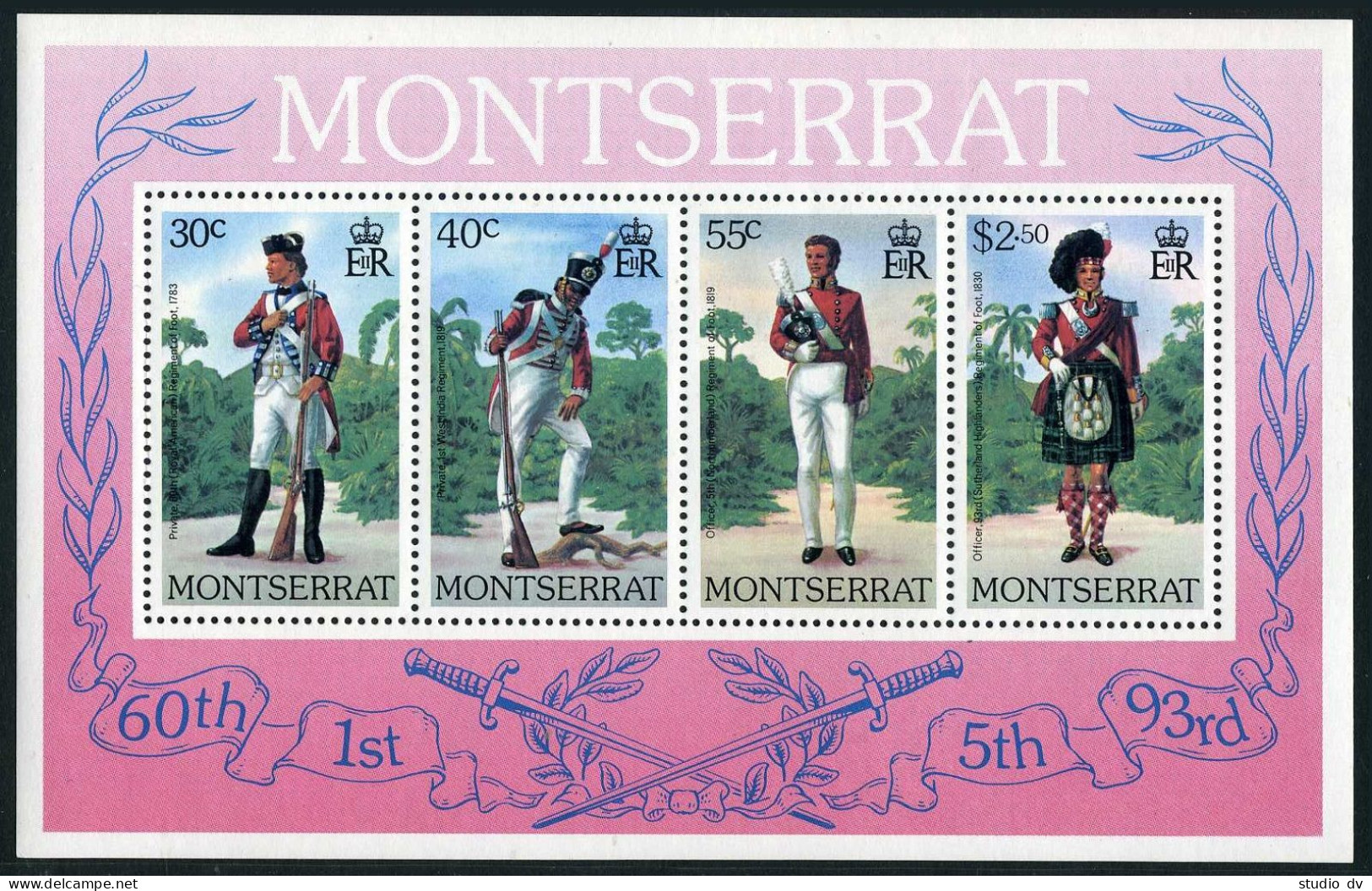 Montserrat 404a Sheet, MNH. Michel Bl.19. Military Uniforms, 1979. - Montserrat