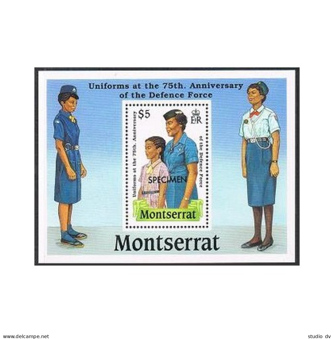 Montserrat 711 SPECIMEN,MNH.Michel 740 Bl.51. Uniforms.Defense Force-75,1989. - Montserrat