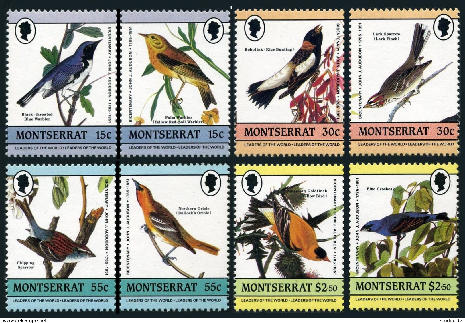 Montserrat 580a-58b, MNH. Mi 597-604. Audubon's Birds 1985. Warbler, Bobolink, - Montserrat
