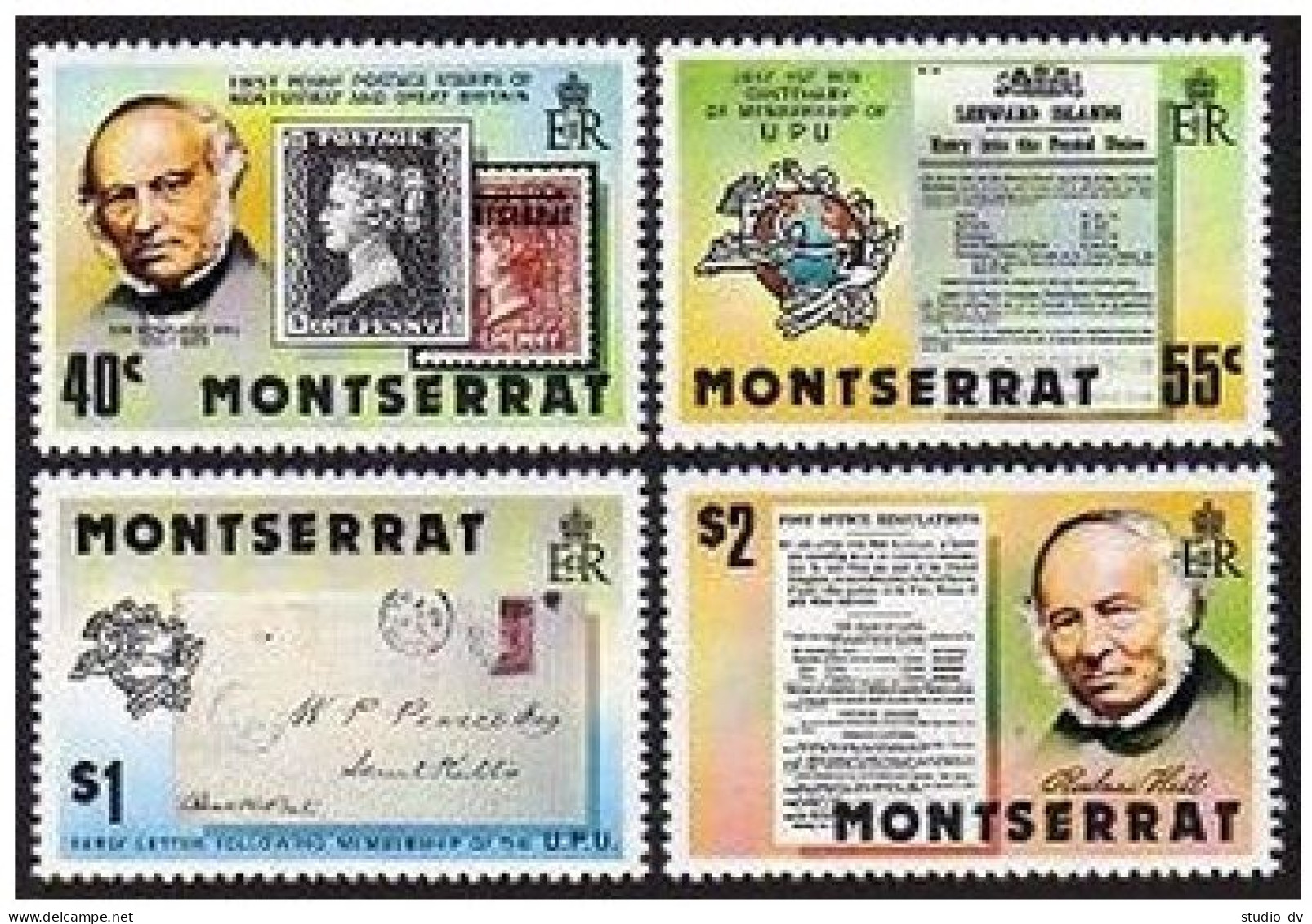 Montserrat 406-409, MNH. Mi 406-409. Rowland Hill, 1979. Penny Black.UPU,Horses. - Montserrat