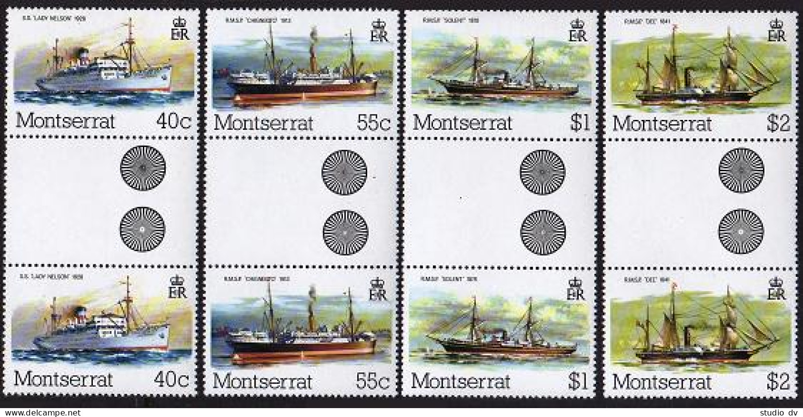 Montserrat 428-431 Gutter, MNH. Mi 437-440. Mail Sailing Boats, 1980.Lady Nelson - Montserrat