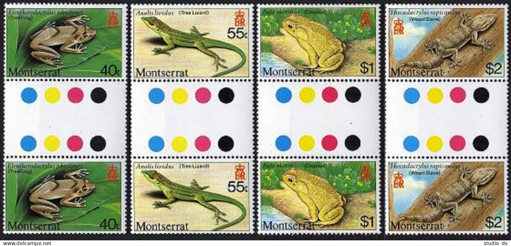 Montserrat 410-413 Gutter, MNH. Mi 413-416. Tree Frog, Lizard, Wood Slave, 1980. - Montserrat