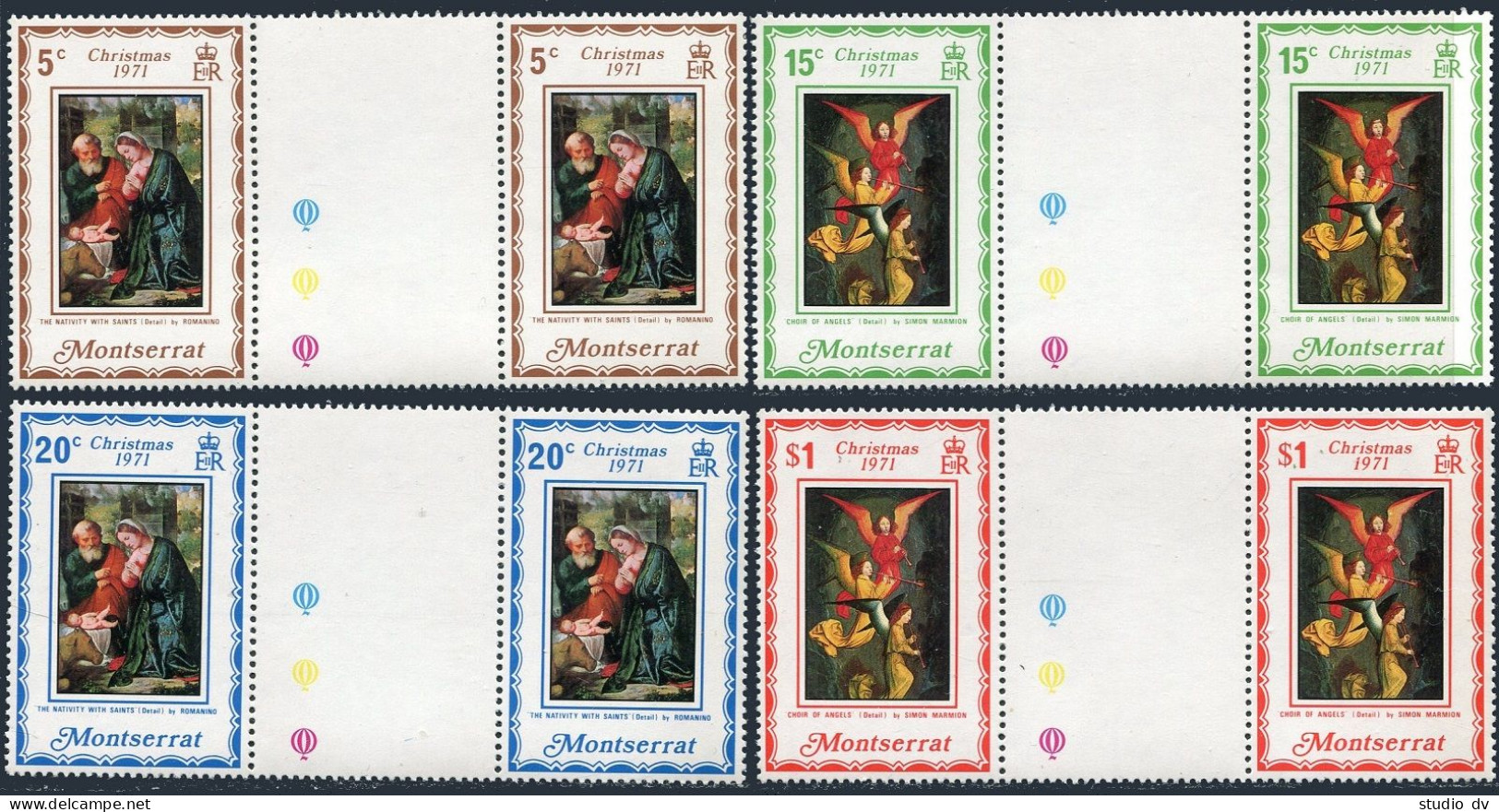 Montserrat 264-267 Gutter,MNH.Michel 263-266. Christmas 1971.Romanino,Marmion. - Montserrat