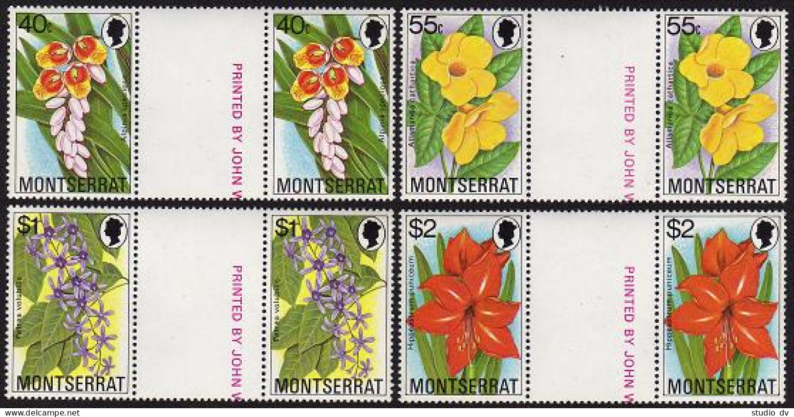 Montserrat 389-392 Gutter, MNH. Michel 389-392. Flowering Plants, 1978. - Montserrat