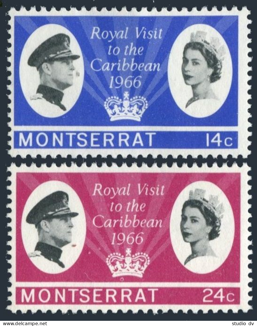 Montserrat 182-183, MNH. Michel 181-182. Royal Visit 1966. QE II, Prince Philip. - Montserrat