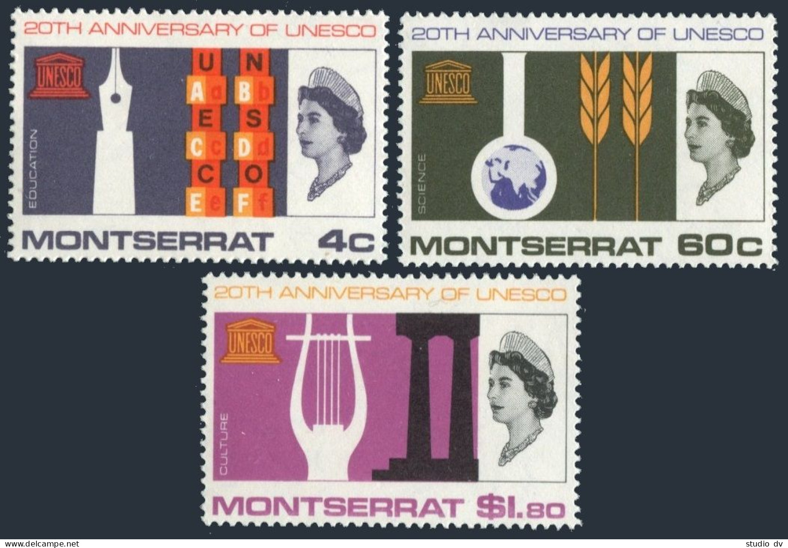 Montserrat 186-188, MNH. Mi 185-187. UNESCO-20, 1966. Education,Science,Culture. - Montserrat