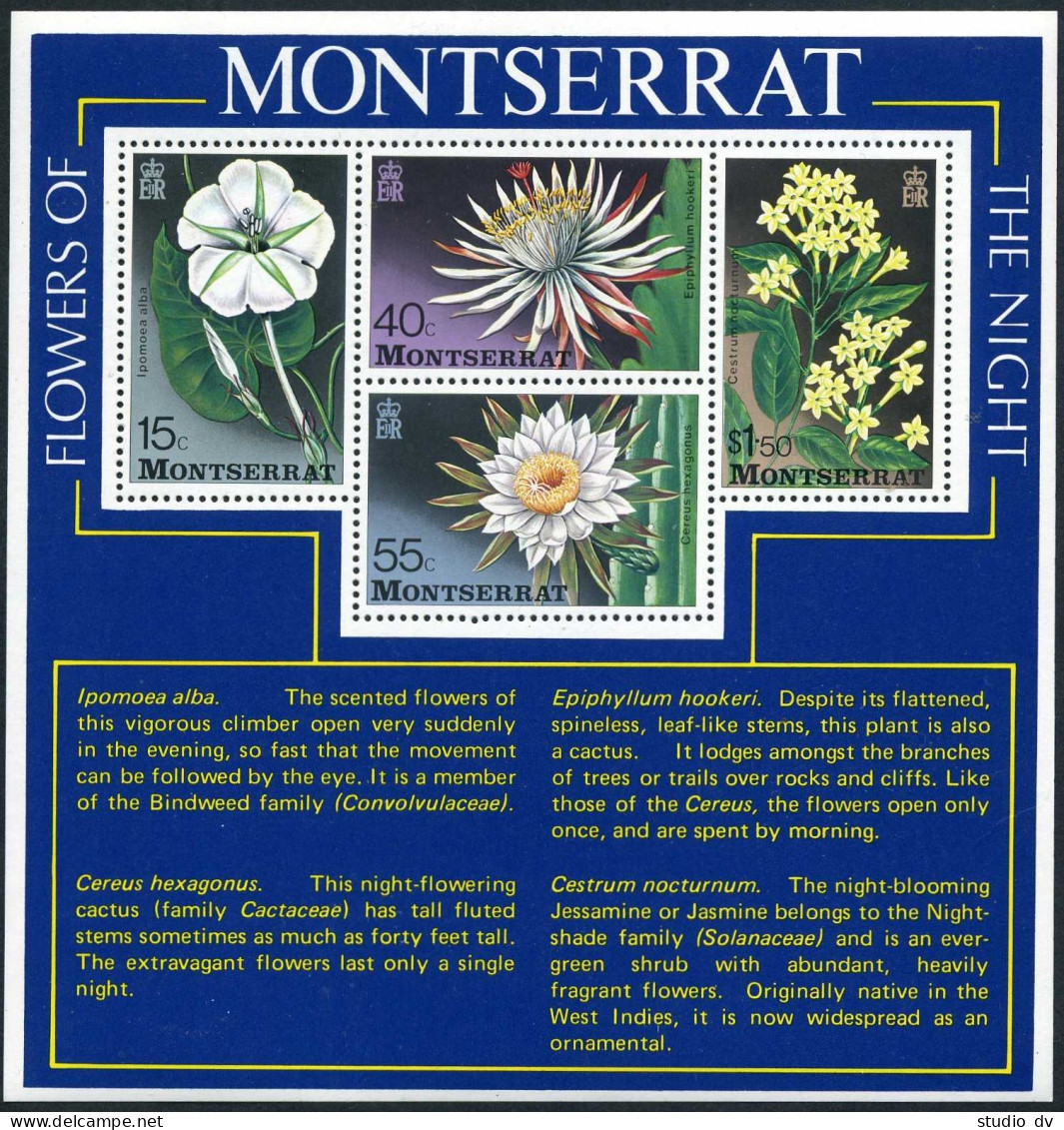 Montserrat 369a Sheet, MNH. Michel Bl.12. Flowers Of The Night, 1977. - Montserrat