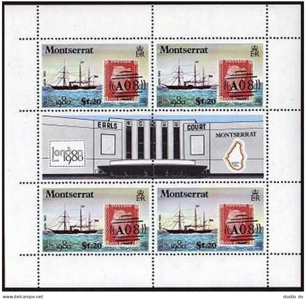 Montserrat 414-419 Sheets,MNH.Michel 417-422. LONDON-1880.Ships,Planes,Stamps. - Montserrat