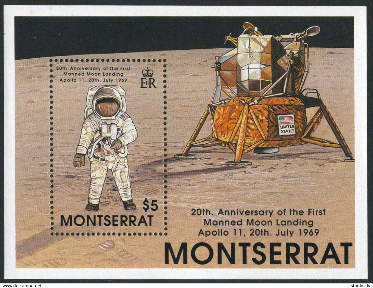 Montserrat 726-729,730,MNH.Mi 757-760,Bl.54. First Moon Landing,20th Ann.1989. - Montserrat