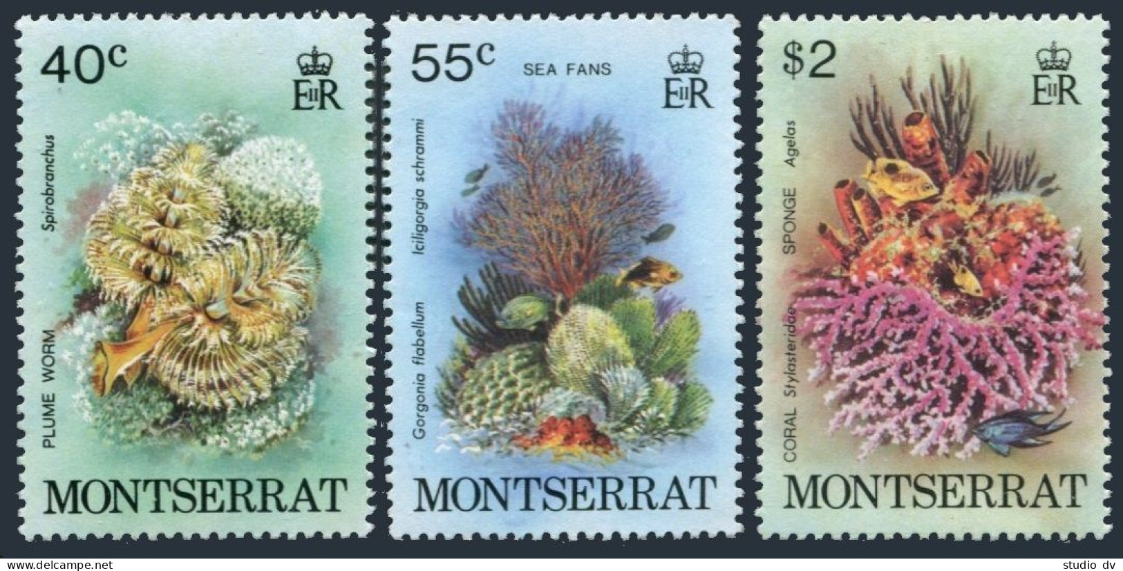 Montserrat 432-434, MNH. Mi 410-412. Plume Worm, Sea Fans, Coral Sponges, 1980. - Montserrat