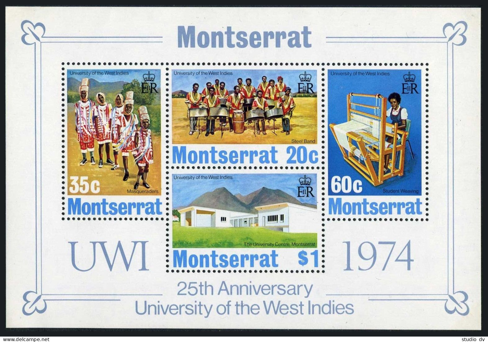 Montserrat 305a Sheet, MNH. Mi Bl.4. University Of West Indies, 25th Ann. 1974. - Montserrat