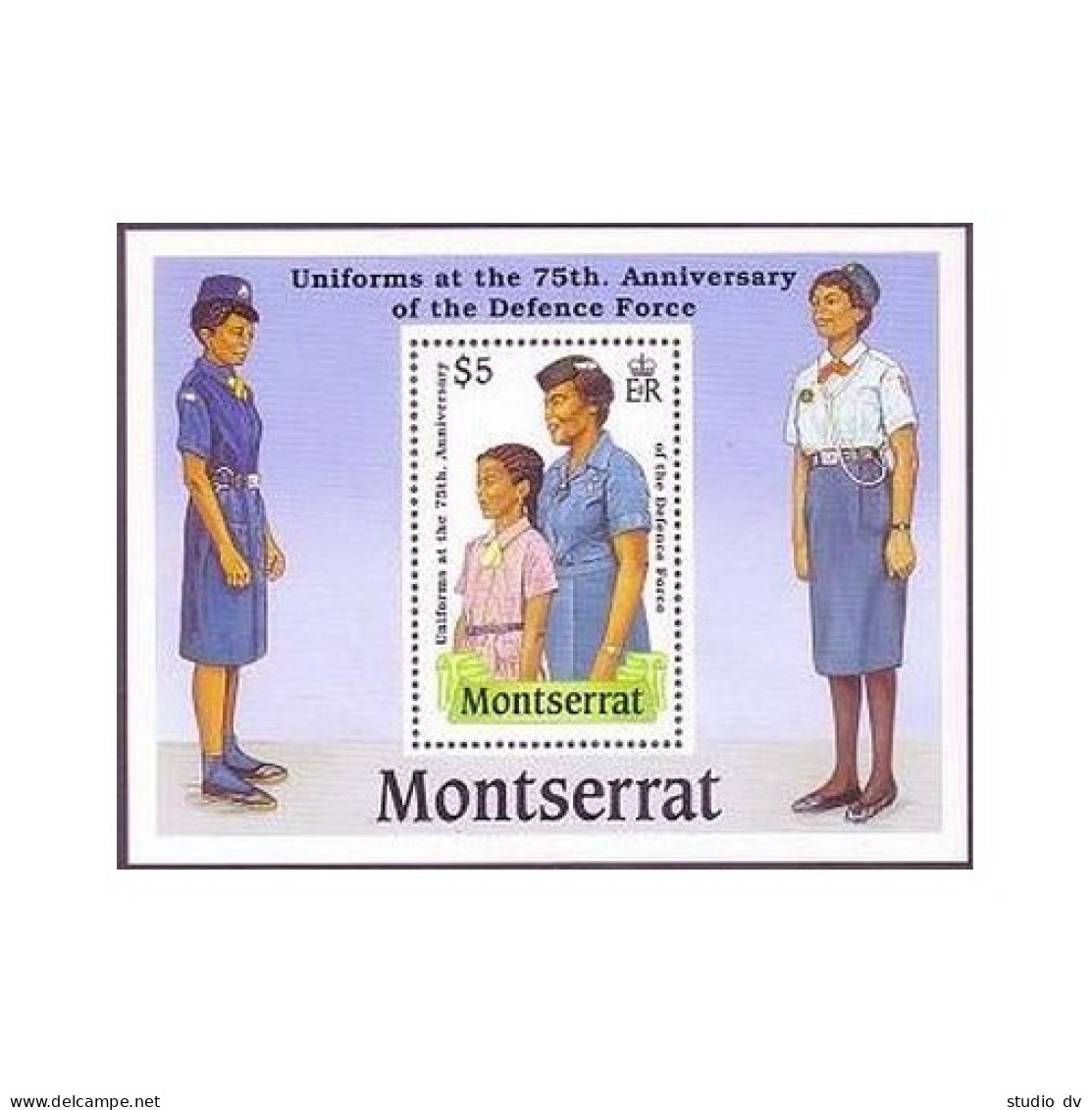 Montserrat 711,MNH.Michel 740 Bl.51. Uniforms.Defense Force-75,1989. - Montserrat