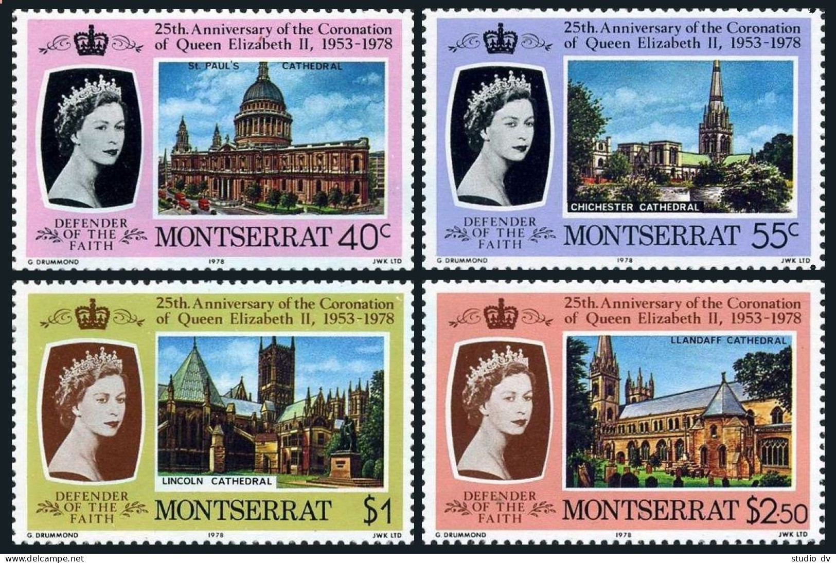 Montserrat 385-388, 388a Sheet, MNH. QE II, Coronation-25, 1978. Cathedrals. - Montserrat