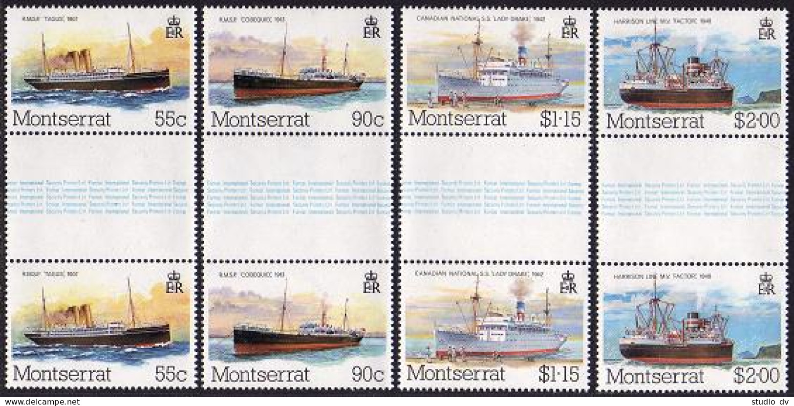Montserrat 539-542 Gutter, MNH. Michel 553-556. Mail Packet Boats, 1984. - Montserrat