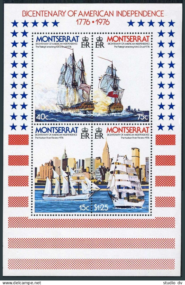 Montserrat 362a Sheet, MNH. Mi Bl.11. American Bicentennial, 1976. Sea Battles. - Montserrat