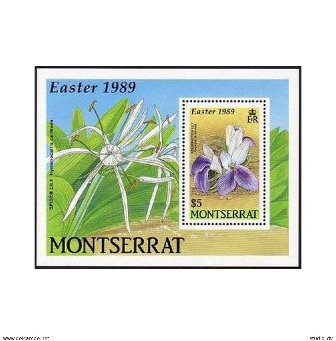 Montserrat 712-716,MNH.Michel 741-744,Bl.52. Easter 1989,Flowers:Lilies. - Montserrat