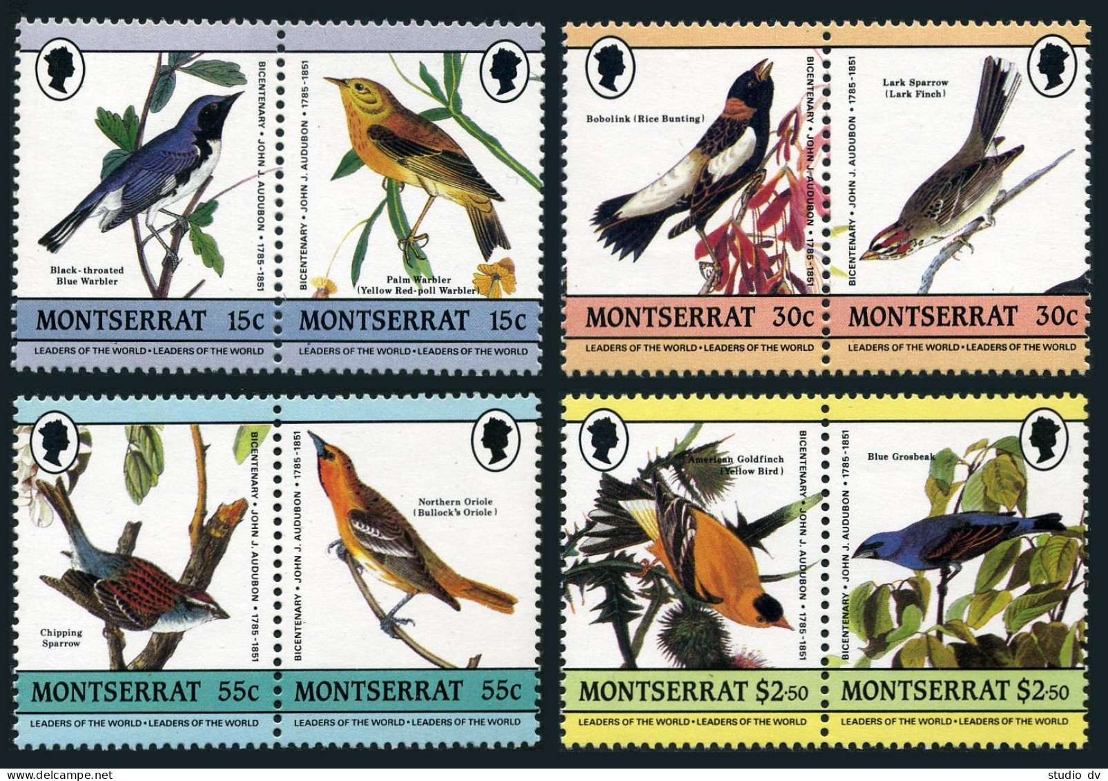 Montserrat 580-583 Ab,MNH.Michel 597-604. Audubon's Birds 1985.Warbler,Grosbeak, - Montserrat