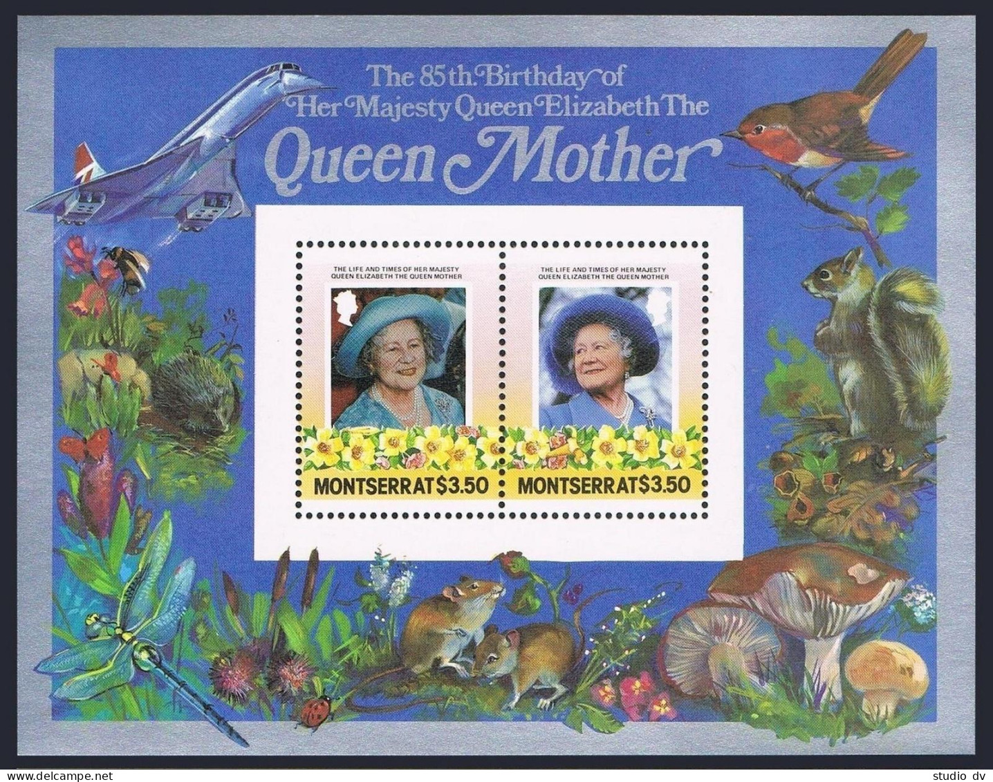 Montserrat 563-564,MNH.Michel Bl.31-32. Queen Mother,85th Birthday.Wild Life. - Montserrat