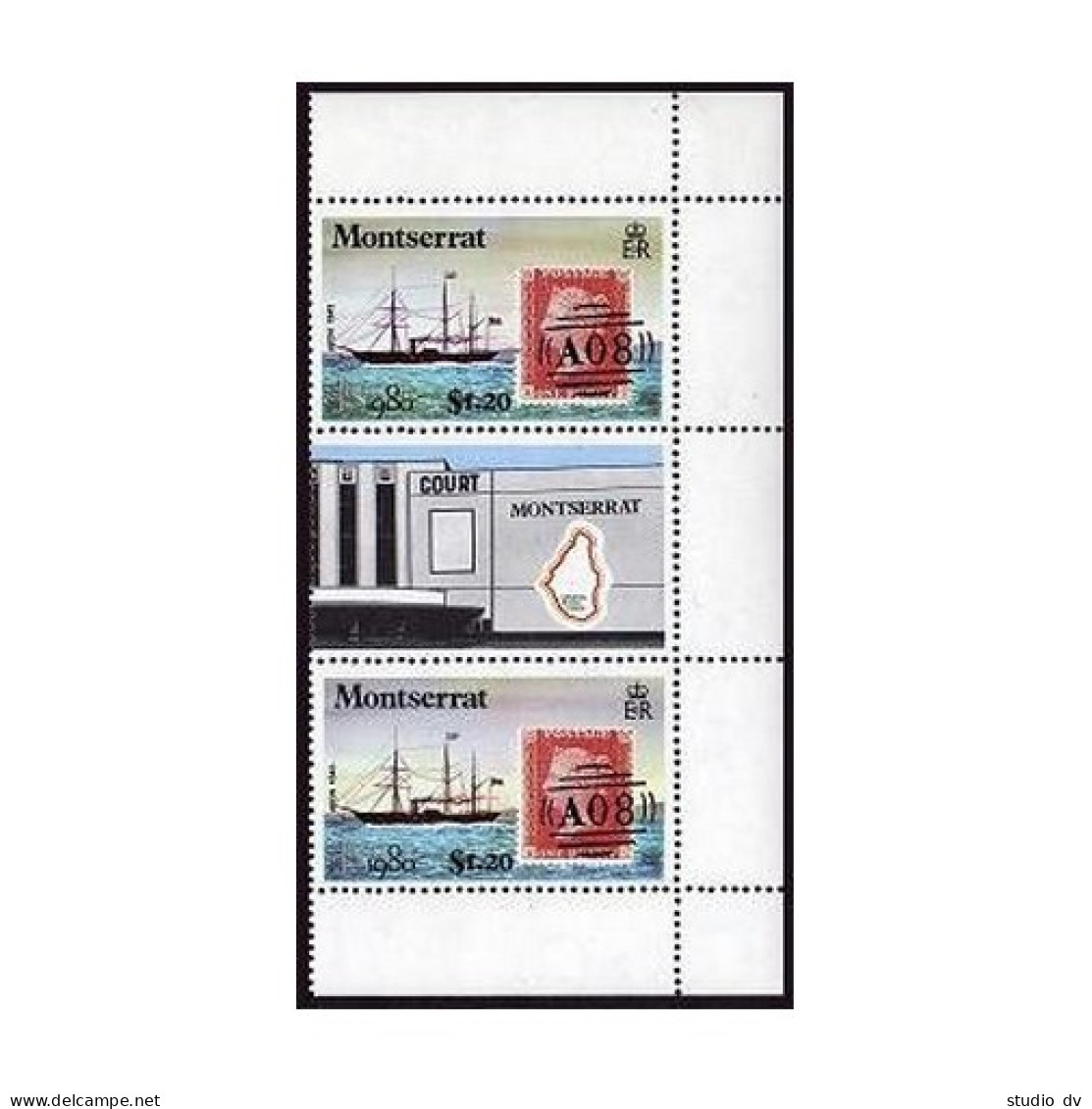 Montserrat 414-419 Gutter, MNH. Michel 417-422. LONDON-80. Ships, Planes,Stamps. - Montserrat