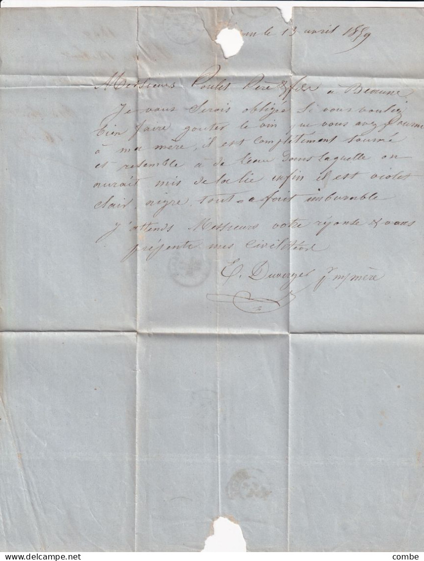 LETTRE. 7 OCT 62. N° 14. ST LAURENT DU PONT. ALPES MARITIMES. PC 3153. BOITE RURALE A = ST PIERRE DE CHARTREUSE - 1849-1876: Classic Period