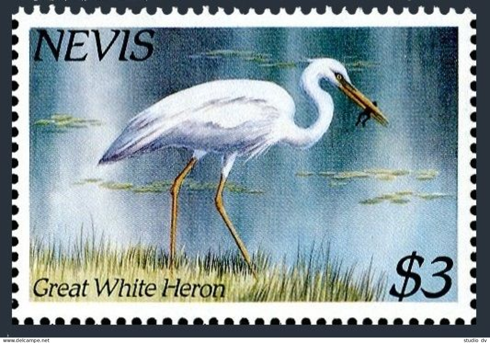Nevis 406, MNH. Michel 251. Birds 1985. Great White Heron. - St.Kitts-et-Nevis ( 1983-...)