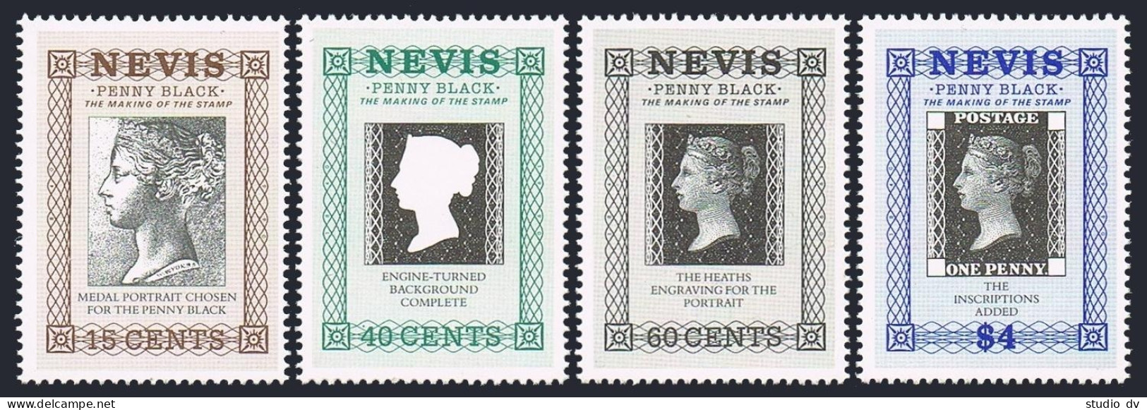 Nevis 596-599, MNH. Michel 528-531. Penny Black, 150th Ann. 1990. - St.Kitts And Nevis ( 1983-...)