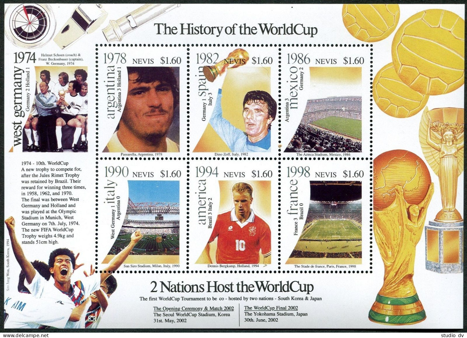 Nevis 1124 Ah Sheet, MNH. Mi . The History Of World Soccer Cup, 1999. - St.Kitts E Nevis ( 1983-...)