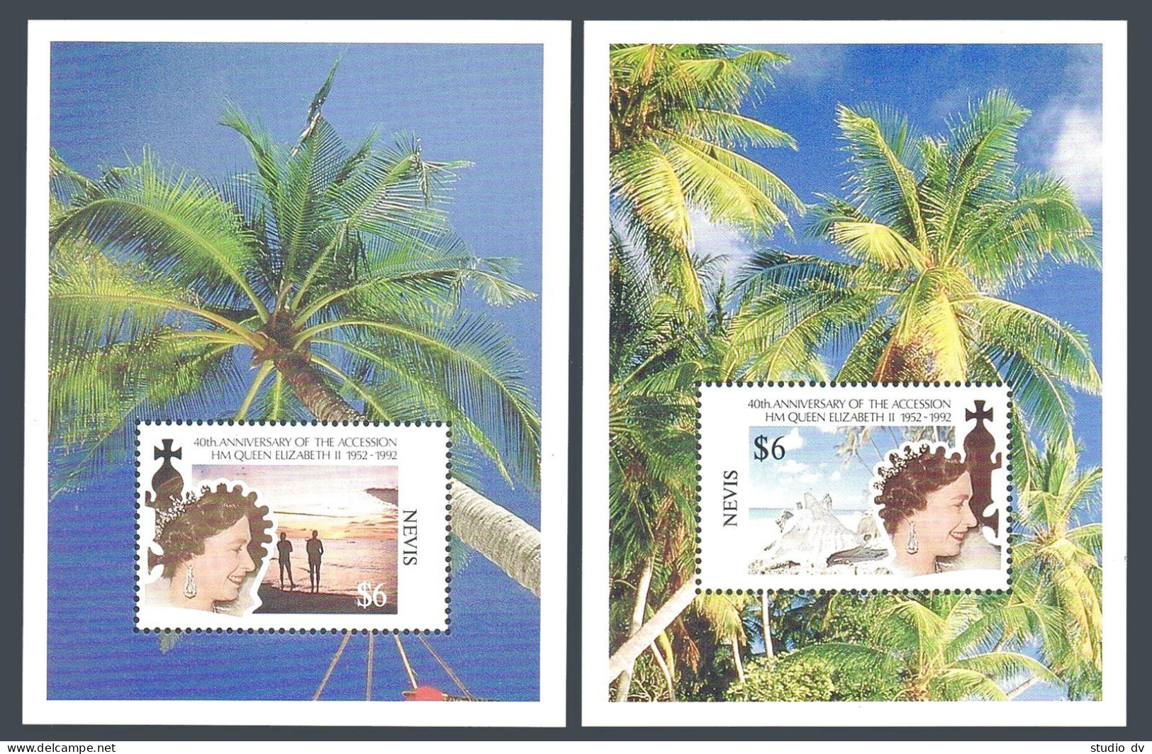 Nevis 702-705,706-707,MNH. Queen Elizabeth II,accession To The Throne,40,1992. - St.Kitts And Nevis ( 1983-...)